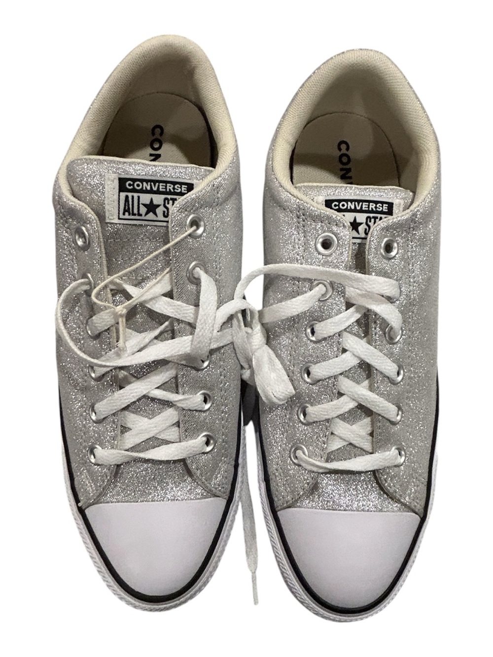 Converse Chuck Taylor All Star Silver Glitter Low Top Shoes Unisex Size M10 W12